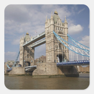 Tower Bridge en rivier de Theems, Londen, Vierkante Sticker