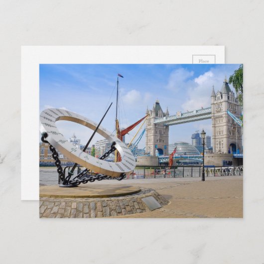 Tower Bridge en Sun Dial, Londen Verenigd Koninkri Briefkaart (Voorkant / Achterkant)
