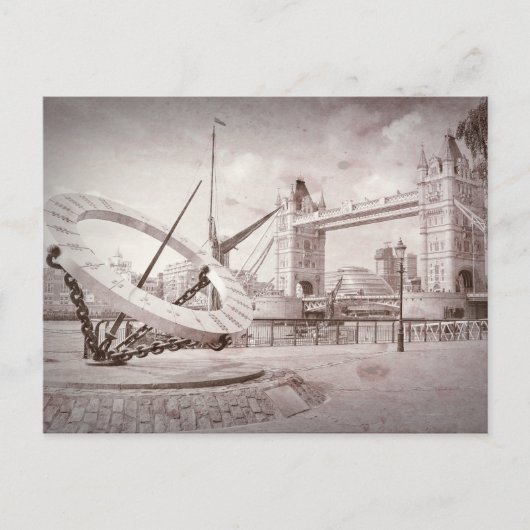 Tower Bridge en Sun Dial, London UK Briefkaart (Voorkant)