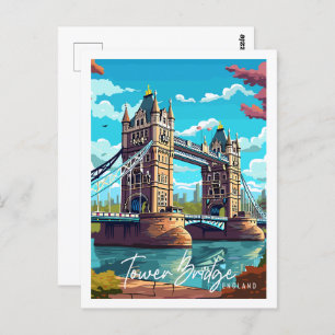 Tower Bridge Engeland vintage reisillustratie Briefkaart