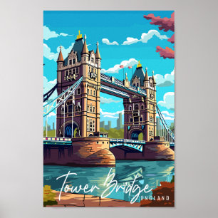 Tower Bridge Engeland vintage reisillustratie Poster
