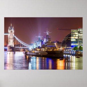 Tower Bridge Historisch Oorlogsschip Londen Poster