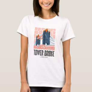 Tower Bridge Londen abstracte reis bloemenkunst T-shirt