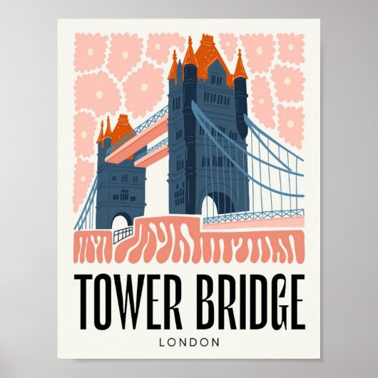 Tower Bridge Londen abstracte reizen bloemsierkuns Poster (Voorkant)