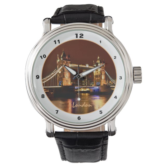 Tower Bridge, Londen bij nacht, Engeland (UK) horl Horloge (Voorkant)