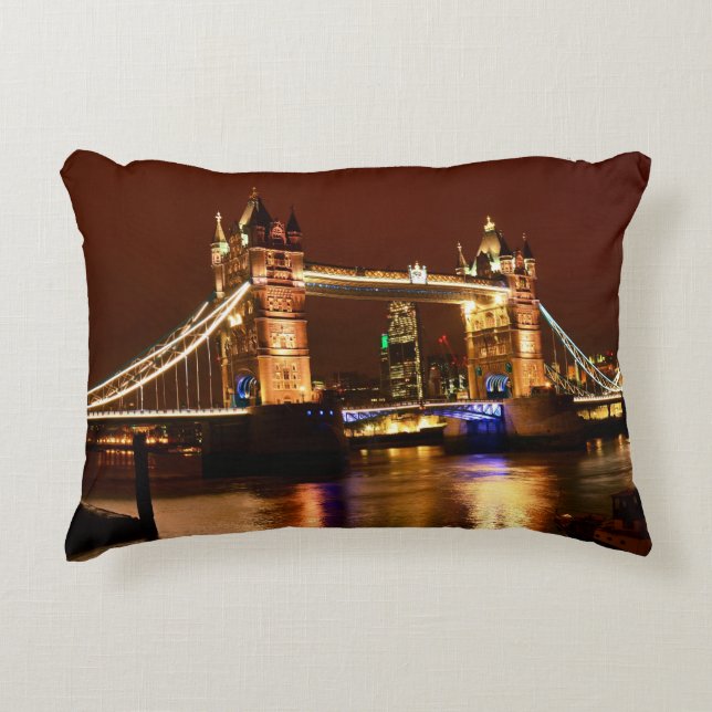 Tower Bridge, Londen bij Night, Engeland (UK) Accent Kussen (Voorkant)