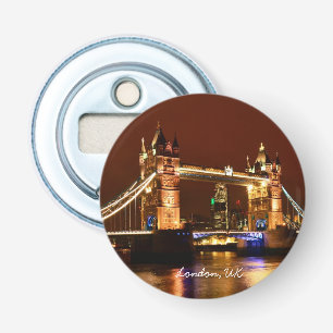 Tower Bridge, Londen bij Night, Engeland (UK) Button Flesopener