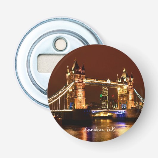 Tower Bridge, Londen bij Night, Engeland (UK) Button Flesopener (Voorkant)