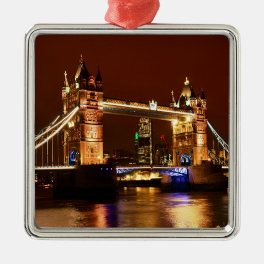 Tower Bridge, Londen bij Night, Engeland (UK) Metalen Ornament (Voorkant)