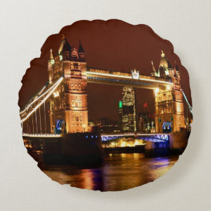 Tower Bridge, Londen bij Night, Engeland (UK) Rond Kussen