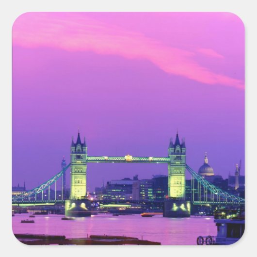 Tower Bridge, Londen, Engeland 2 Vierkante Sticker (Voorkant)