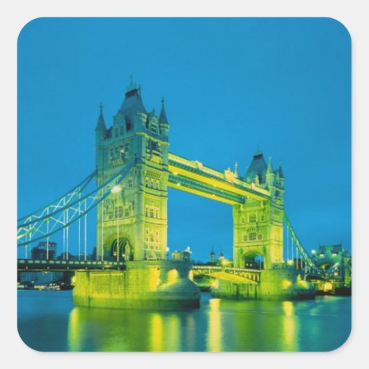 Tower Bridge, Londen, Engeland 3 Vierkante Sticker (Voorkant)