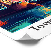 Tower Bridge Londen Engeland Travel Art Vintage Poster (Hoek)