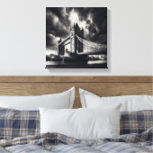 Tower Bridge Londen in dramatisch zwart-wit Canvas Afdruk (Insitu (Slaapkamer))