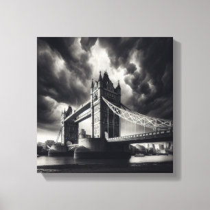 Tower Bridge Londen in dramatisch zwart-wit Canvas Afdruk