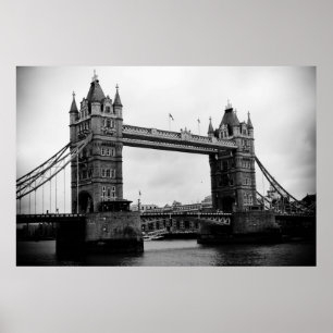 Tower Bridge, Londen, Verenigd Koninkrijk, zwart-w Poster