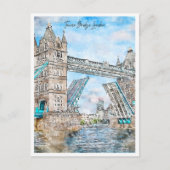 Tower Bridge Londen vintage reis waterverf Briefkaart (Voorkant)