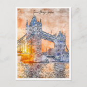 Tower Bridge Londen vintage reis waterverf Briefkaart (Voorkant)