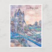 Tower Bridge Londen vintage reis waterverf Briefkaart (Voorkant)