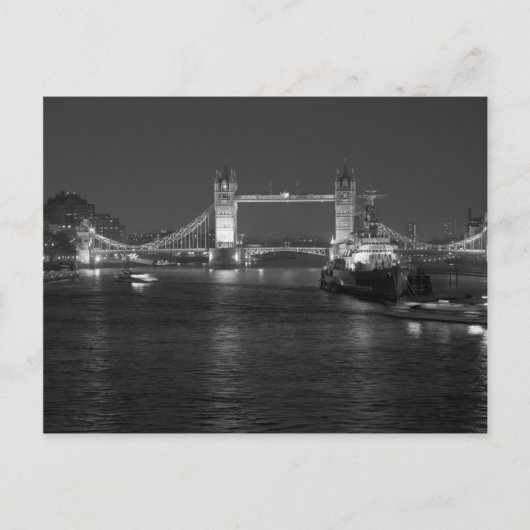 Tower Bridge Londen, zwart en wit Briefkaart (Voorkant)