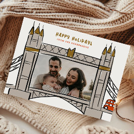 Tower Bridge London Double Decker Kerstfoto Feestdagenkaart