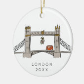 Tower Bridge London Double Decker Kerstfoto Keramisch Ornament (Links)