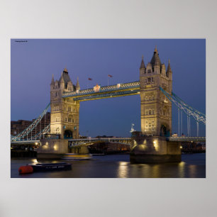 Tower Bridge London England in Dusk Poster