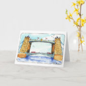 Tower Bridge London Folded Wenskaart Kaart (Gele Bloem)