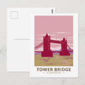 Tower Bridge London Travel Art Vintage Briefkaart (Voorkant / Achterkant)