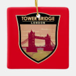 Tower Bridge London Travel Art Vintage Keramisch Ornament<br><div class="desc">Tower Bridge vectorillustraties. De Tower Bridge is een beweegbare brug over de Theems. Het is een Londens icoon met Victoriaans engineering en moderne loopbruggen.</div>