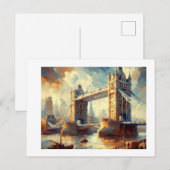 Tower Bridge met het Londense stadsgezicht, Briefkaart (Voorkant / Achterkant)