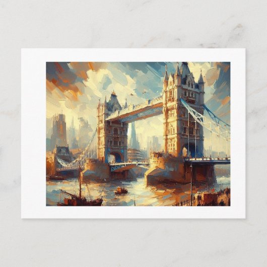 Tower Bridge met het Londense stadsgezicht, Briefkaart (Voorkant)