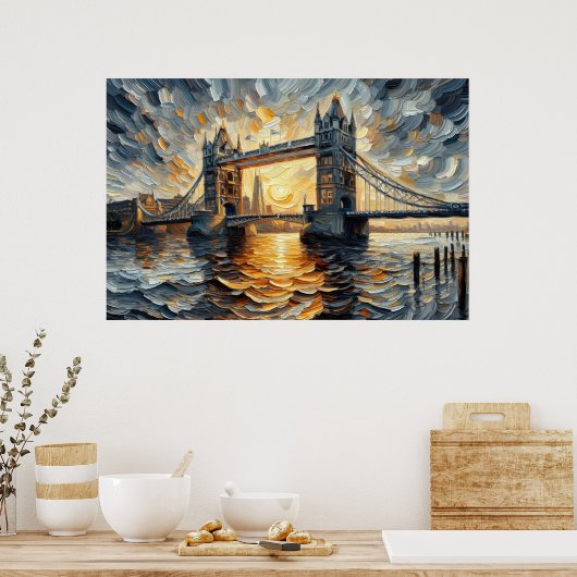 Tower Bridge olieverfschilderij Poster (Keuken)