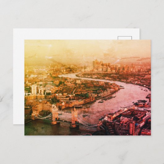 TOWER BRIDGE & RIVER THAMES AERIAL UITZICHT - LOND BRIEFKAART (Voorkant / Achterkant)