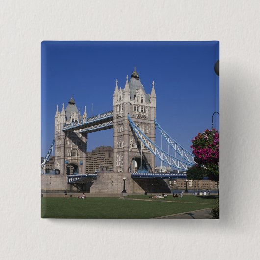 Tower Bridge, River Thames, Londen, Engeland Vierkante Button 5,1 Cm (Voorkant)