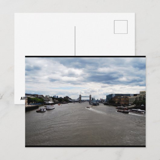Tower Bridge & Rivier Thames Landschap Briefkaart (Voorkant / Achterkant)