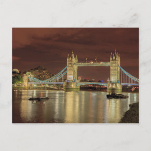 Tower Bridge 's nachts, Londen Briefkaart
