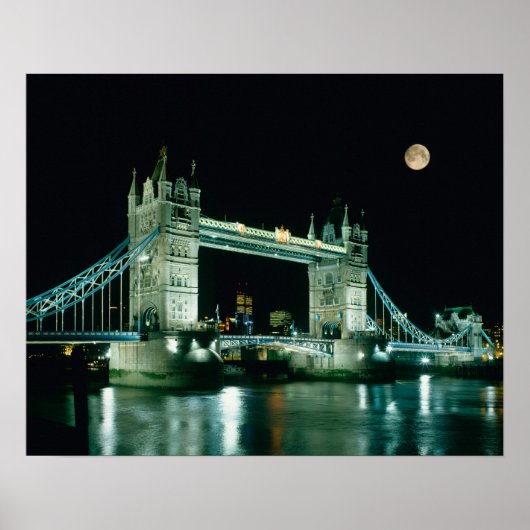 Tower Bridge 's nachts, Londen, Engeland Poster (Voorkant)
