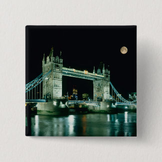 Tower Bridge 's nachts, Londen, Engeland Vierkante Button 5,1 Cm