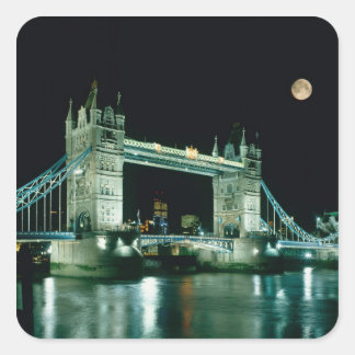 Tower Bridge 's nachts, Londen, Engeland Vierkante Sticker