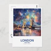 Tower Bridge Vuurwerk - Save the Date in Engeland Briefkaart (Voorkant / Achterkant)