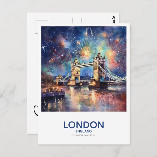 Tower Bridge Vuurwerk - Save the Date in Engeland Briefkaart (Voorkant / Achterkant)