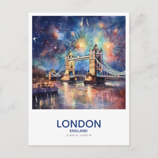 Tower Bridge Vuurwerk - Save the Date in Engeland Briefkaart (Voorkant)