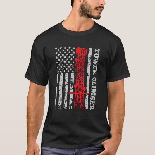 Tower Climber USA Vlag Tower Climber Cell Site TEC T-shirt (Voorkant)