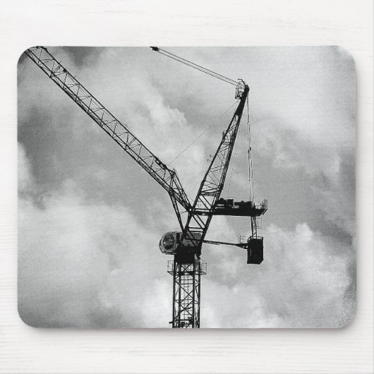 Tower Crane - zwart en wit Muismat (Voorkant)