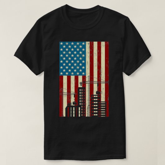 Tower Cranes Operator Patriottic Lifting Hook Amer T-shirt (Design voorkant)