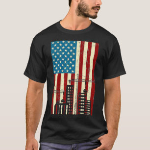 Tower Cranes Operator Patriottic Lifting Hook Amer T-shirt