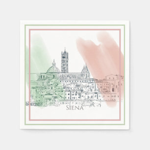 Tower Dome van Siena Italië en Italiaanse vlag Servet