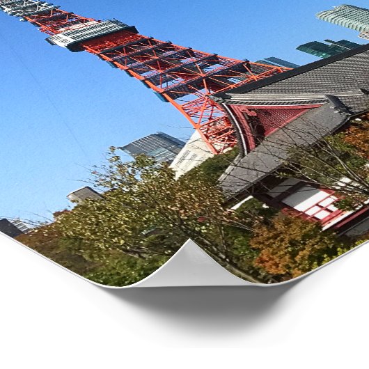 Tower en Zojoji Temple Poster (Hoek)