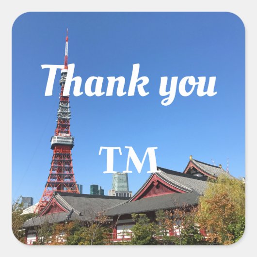 Tower en Zojoji Temple Vierkante Sticker (Voorkant)